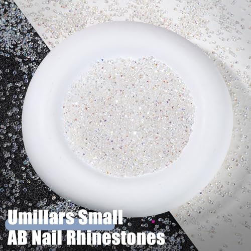 Umillars 30000 Pcs 1.5mm Mini Nail Rhinestones Clear AB Pixie Crystals