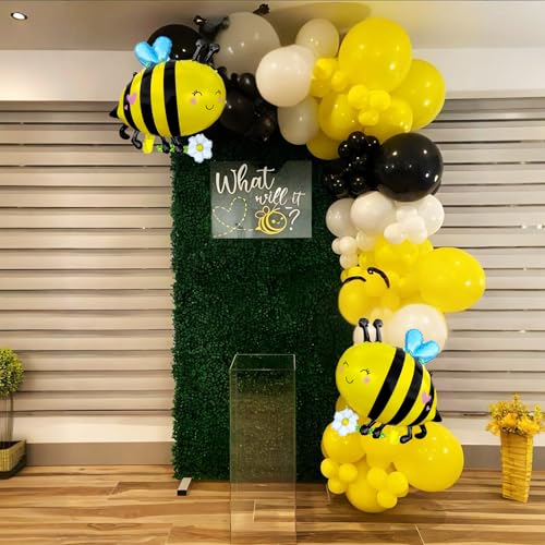 Bee Balloons Set - 4pcs Foil Daisy Honeybee Balloons for Parties