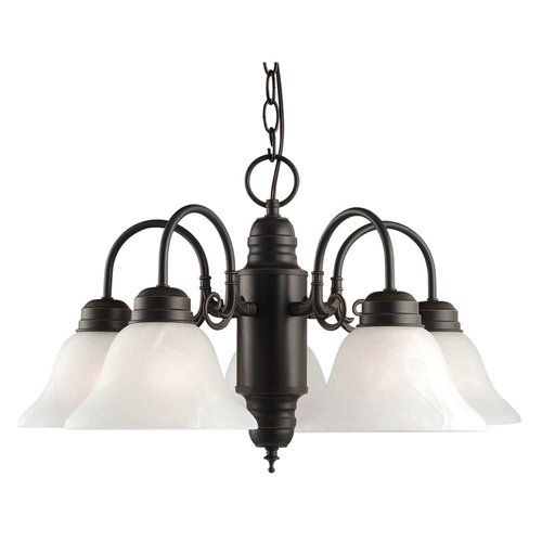 Design House 514455 Millbridge Traditional 5-Light Indoor Dimmable Chandelier with Alabaster Glass Shades for Entryway Foyer Dining Room, Oil Rubbed Bronze