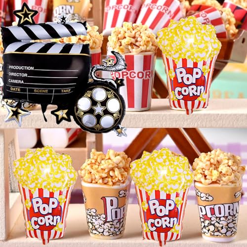 Popcorn Balloons Set - 6 Pcs Movie Night Party Decorations