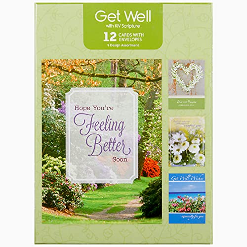 Get Well Soon Card Set - 12 Floral & Landscape Greeting Cards