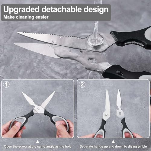 3-Pack Heavy Duty Stainless Steel Kitchen Scissors - All Purpose Cooking Shears for Meat, Vegetables & Seafood