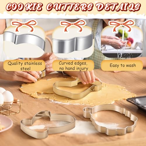 Christmas Cookie Cutters Set - Extra Large 8 Inch Classic Holiday Shapes - Santa, Stocking, Mitten, Bell, Tree, Reindeer - 6 Piece