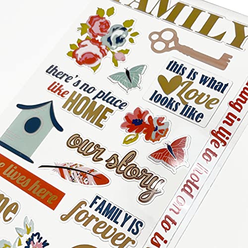 Happy Family Clear Stickers - 3 Pack, 4x7 Inch Foil Design