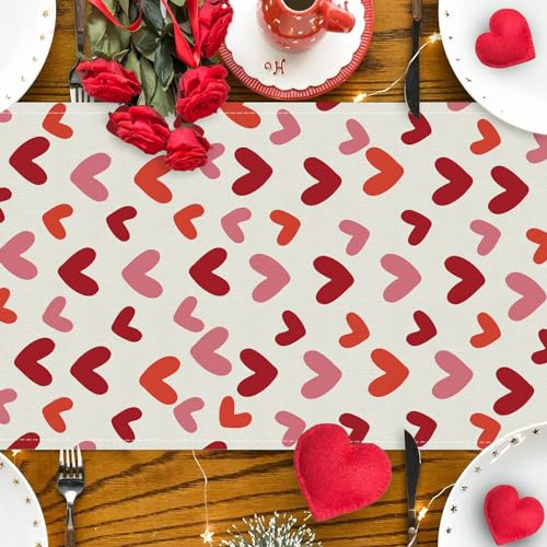 Valentines Day Table Runner - Heart Design, 13 x 72 Inch