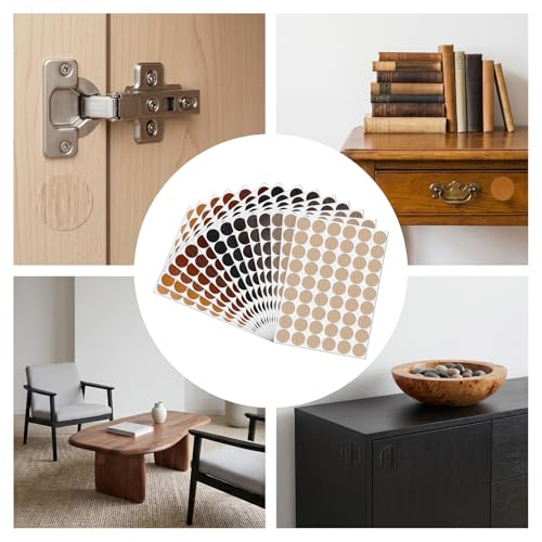 Waterproof PVC Screw Hole Cover Stickers - Wood Grain Design, 756 Pieces