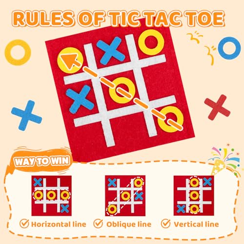 12 Pcs Felt Tic Tac Toe Board Games for Kids - Party Favors & Travel