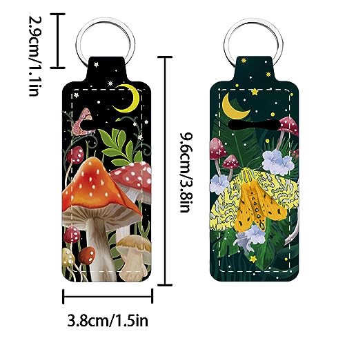 FREEBLOSS 2Pcs Chapstick Holder Keychain, Cute Lipstick Pouch with Keychain Ring