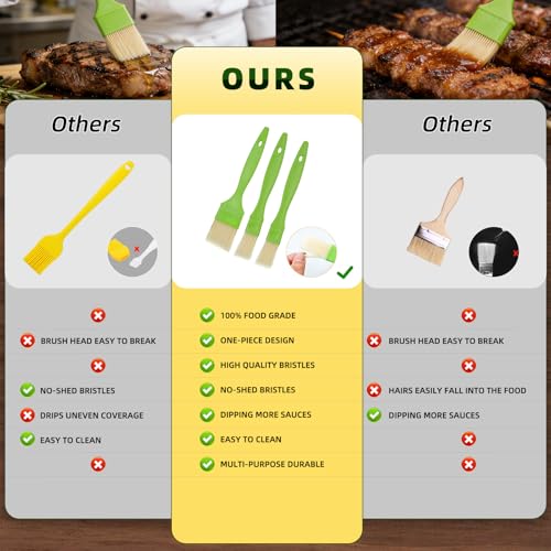 Miryelis 3-Piece Pastry Brush Set, Heat-Resistant Cooking & BBQ Basting Brushes
