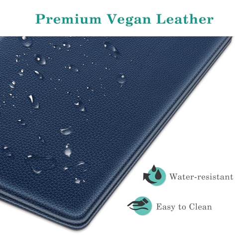 FINTIE Server Book Organizer with Zipper Pocket, Navy Vegan Leather Waiter Pad