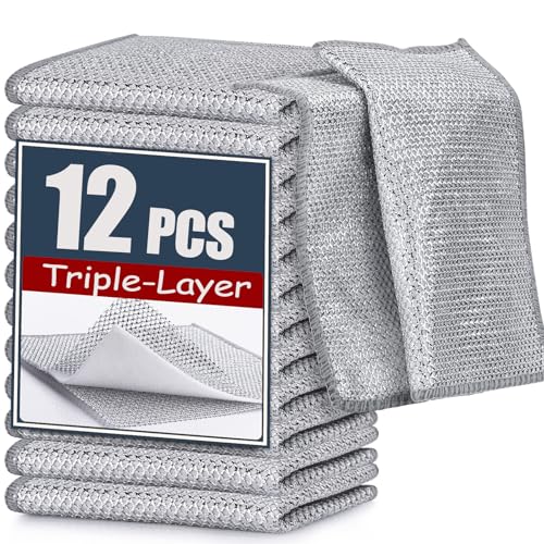 Navona Triple-Layer Steel Wire Dishcloths - 12 Pack Non-Scratch Rags