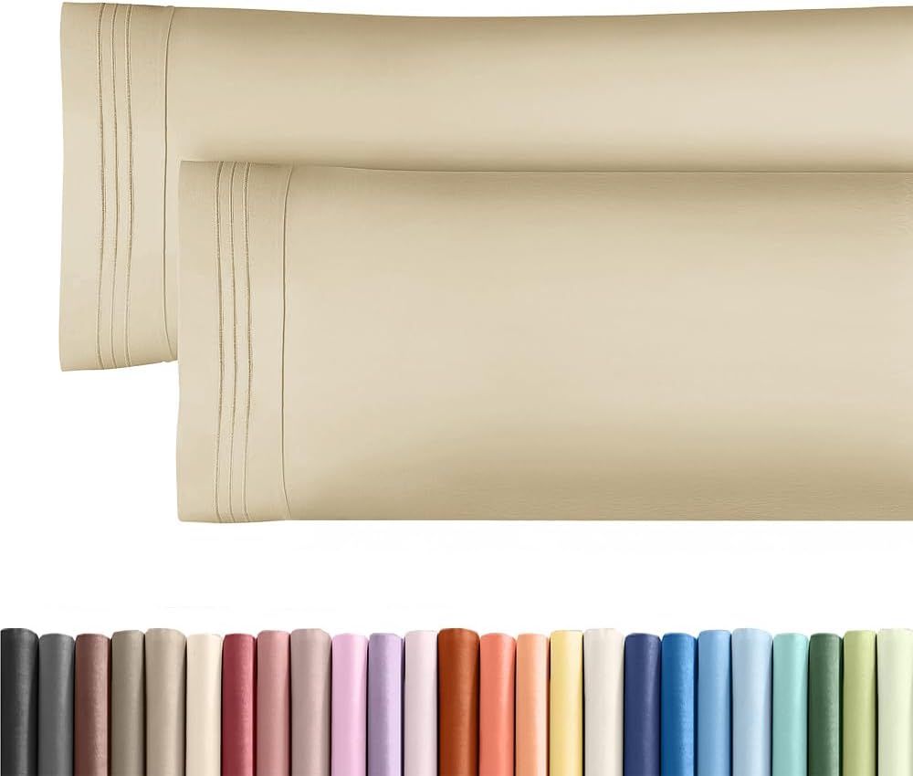 Skiennix Body Pillowcases Set of 2 | 20x54 Long Soft Pillow Covers for Side Sleepers - Comfy, Breathable, Machine Washable (Cream)