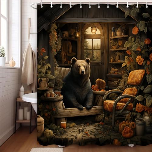 Boziqr Rustic Cabin Shower Curtain - Brown Animal Print, 70x70