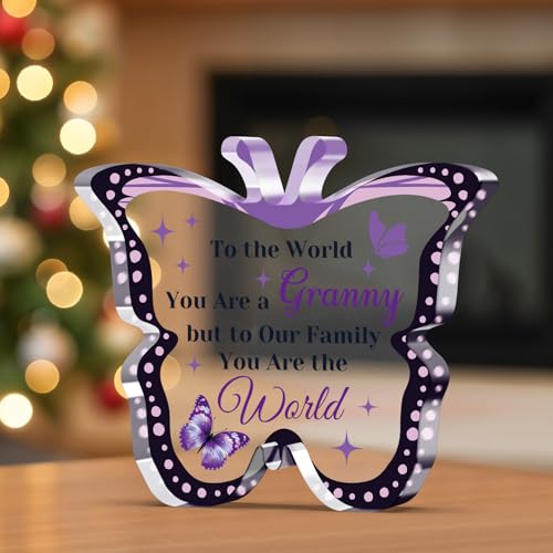 Vadaka Acrylic Granny Desk Sign Butterfly Home Decor Gift for Grandkids
