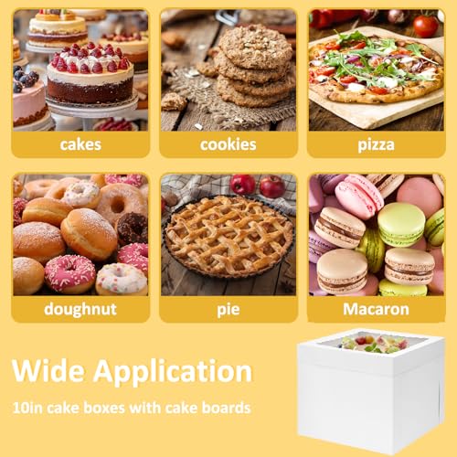 Moretoes 3 Pack 12x12x10 Cake Boxes with Boards & Window