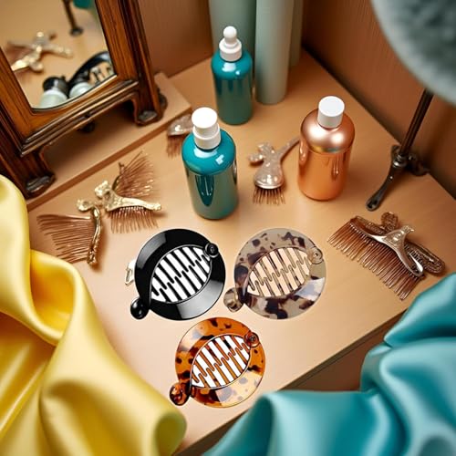 Cauaoa 3-Piece Resin Banana Hair Clips Small Fishtail Combs Ponytail Holder