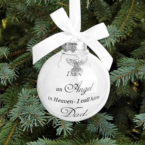 I Have an Angel in Heaven Dad Ornament – Christmas Memorial Feather Ball Hanger
