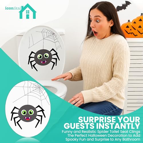 Funny Spider Halloween Toilet Seat Cling Set - 2-Piece 11.2x13