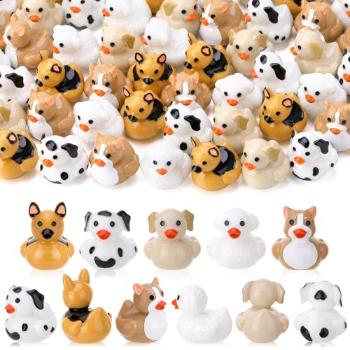 60 Mini Resin Dog Ducks – Cute Figurines for Cake Decoration