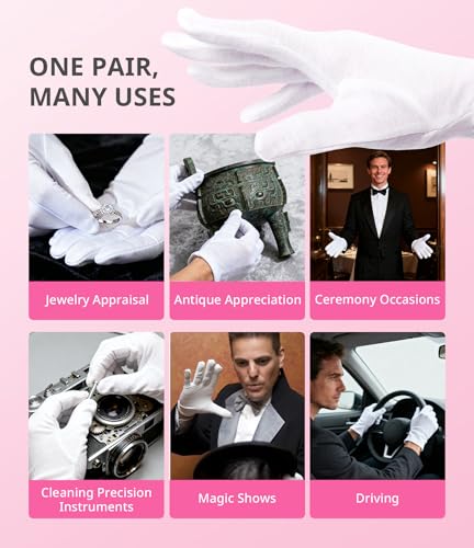 AIRSEE White Cotton Gloves for Moisturizing SPA and Eczema Treatment