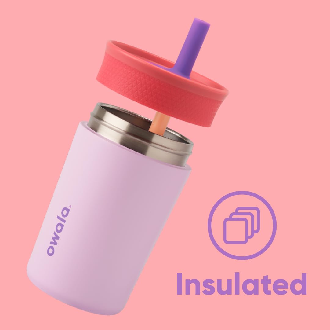 Owala Kids Tumbler - Insulated Stainless Steel Water Bottle with Spill-Resistant Straw | 12 Oz, Navy & Blue