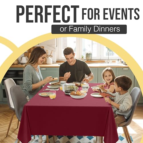Exquisite Burgundy Plastic Table Cover 54" x 108" - 12 Pack