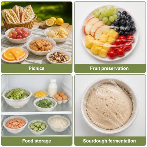 300PCS Reusable Bowl Covers - BPA-Free Elastic Food Wraps