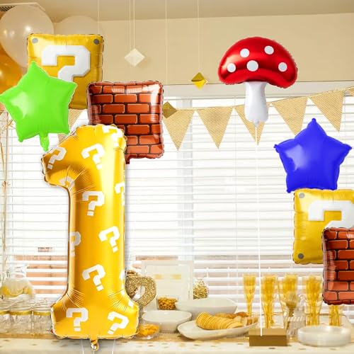 40 Inch Giant Number 1 Balloon Set for Video Game Birthday Party