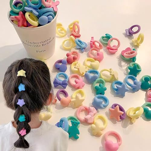 Holiday Hair Ties for Girls Festive Colorful Stars Elastics Set
