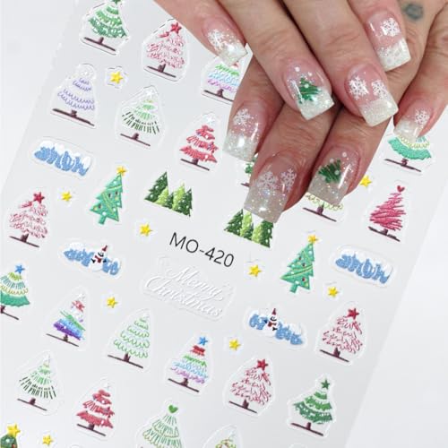 Christmas Nail Art Stickers 6 Sheets 3D Self Adhesive Winter Holiday Decals