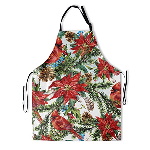 Waterproof Unisex Apron with 2 Pockets - Red Birds Pattern, Kitchen & BBQ