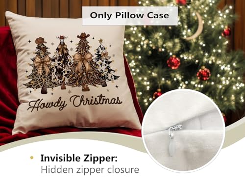 Christmas Western Pillow Covers 18x18 - Holiday Farmhouse Decor, KDHTY