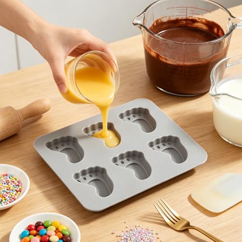 Baby Footprint Silicone Candy Molds - 6 Cavity Chocolate Mold