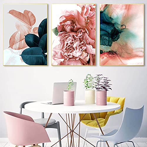 Abstract Pink Peony Flower Wall Art Print - 20x28 Inch Canvas Decor