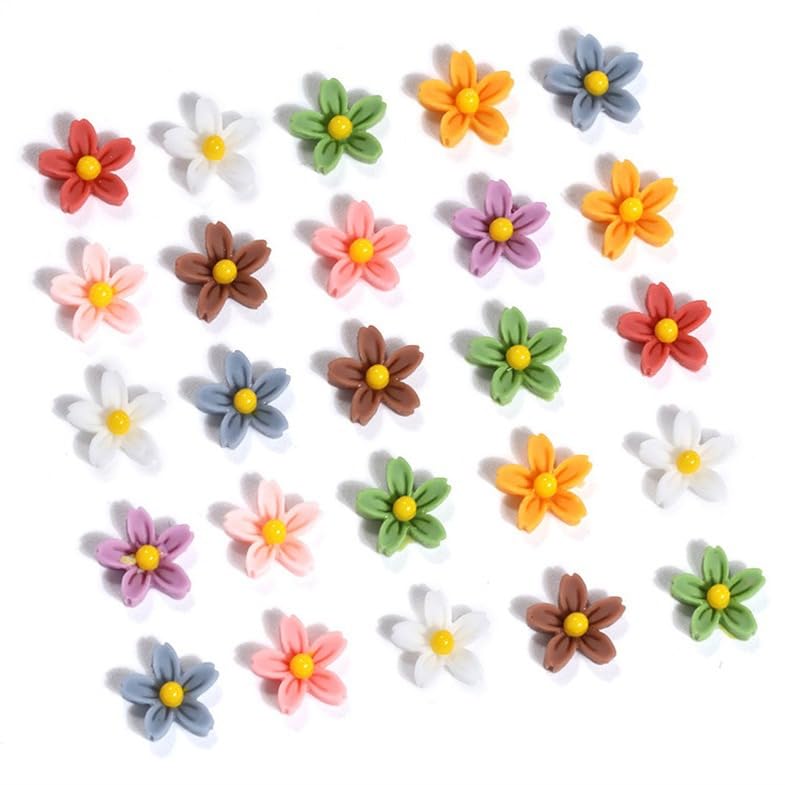 QZRUO Mini Flower Nail Charms Resin Daisy Embellishments for Crafts 80Pcs