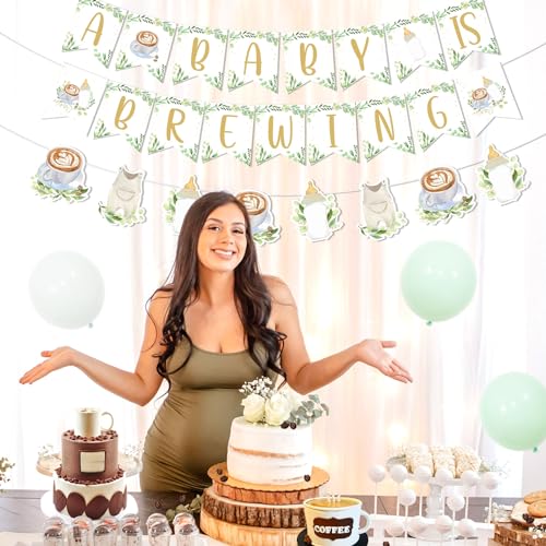 Coffee Theme Baby Shower Banner - 'A Baby is Brewing' Bunting