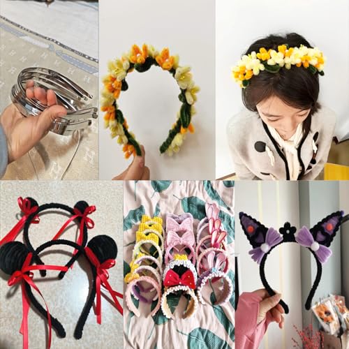 ArrErr 21-Pack Metal Blank Headbands Narrow Hair Bands for DIY Crafting