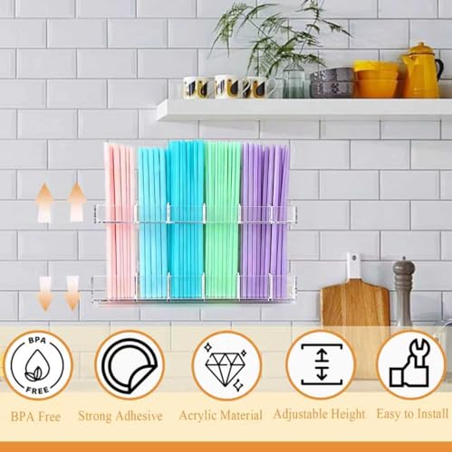 Acrylic Straw Holder with Adjustable Split Design - 9.5'' Storage for Kitchen