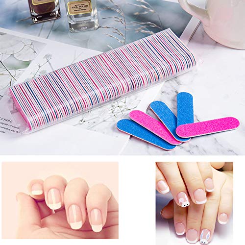 Transun Moo Mini Nail Files Bulk 100 Pack - 2 Inch Disposable Emery Boards for Manicure and Pedicure