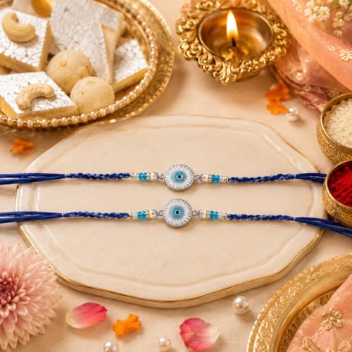 Evil Eye Bracelet Set for Brother - Rakhi Gift with Card