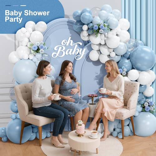 Dusty Blue Balloon Arch Kit - 156 Pcs Baby Shower & Party Decor