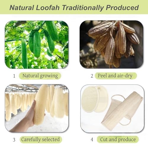 Natural Loofah Exfoliating Body Scrubber 2-Piece Bath Set