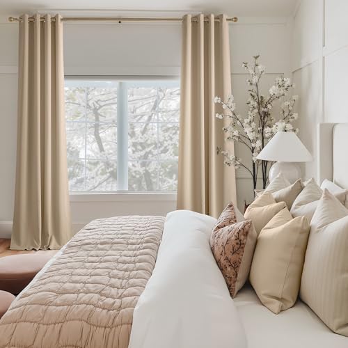 NICETOWN Biscotti Beige Thermal Insulated Grommet Blinds - 52" x 95" Pair