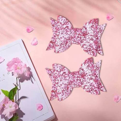 10pcs 5-Inch Glitter Sequins Hair Bows with Alligator Clips for Girls