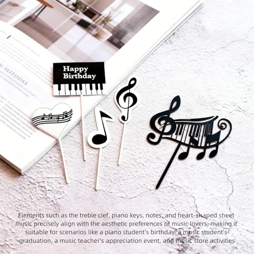 Musical Birthday Cake Topper with Lights & Melody - 5pcs