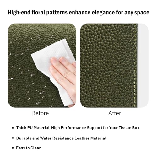 PARIERIS PU Leather Tissue Box Cover - Tall Rectangle Facial Tissue Holder