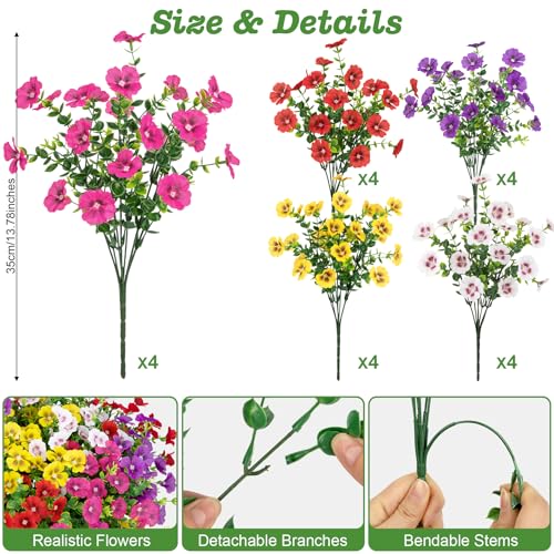 Roberly 20 Bundles Artificial Silk Flowers for Outdoors, Mixed Color