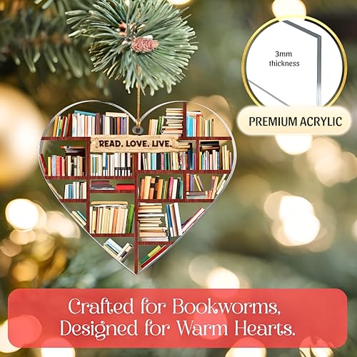 Heart Shaped Book Ornament - Christmas Decoration for Book Lovers