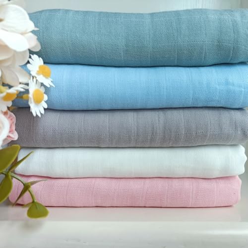DEZIGKA Muslin Newborn Swaddle Blanket, Soft Cotton Wrap - White