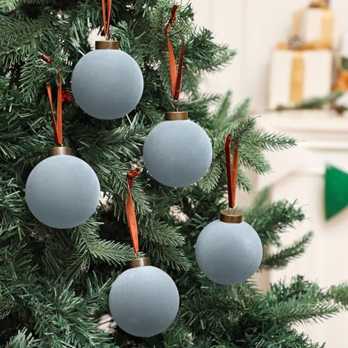 Liliful 15 Pcs Velvet Christmas Tree Ornaments Balls - Dusty Blue, 3.15 Inch